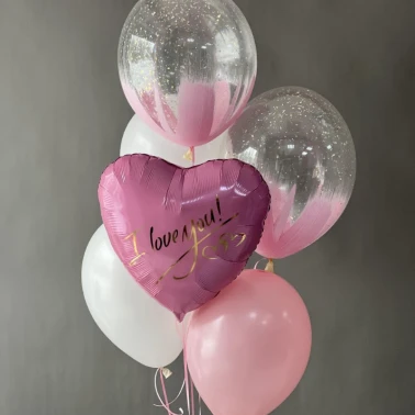 Сет Шаров розовый «I love you»