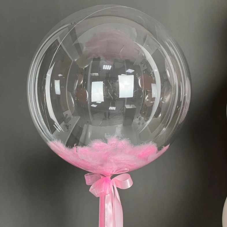 Баблз с перьями и набор Шаров «Пыльная Роза»