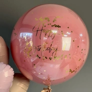 Баблз (60см) и фонтан шаров 🤎 «Happy birthday» 2