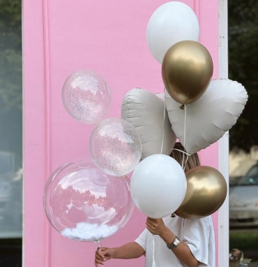 Гелиевые шары и баблз «Белая вечеринка»