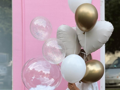 Гелиевые шары и баблз «Белая вечеринка»