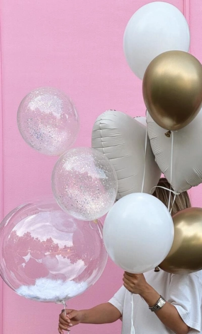 Гелиевые шары и баблз «Белая вечеринка»