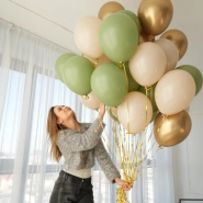 Шары под потолок ( хром золото, матовые оливковые, бежевые) 4