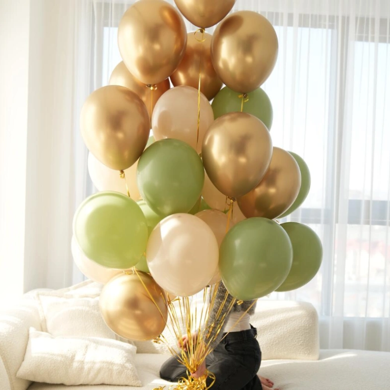 Шары под потолок ( хром золото, матовые оливковые, бежевые)