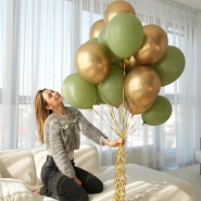 Шары под потолок ( матовые оливковые, хром золото) 4