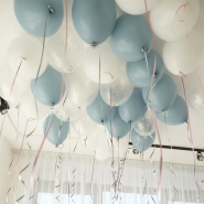 Шары в потолок ( небесно-голубые, белые, конфетти) 1
