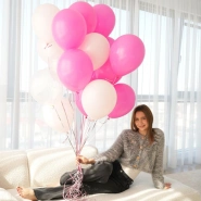 Шары в потолок ( матовые ярко-розовые, конффетт, нежно-розовые) 4
