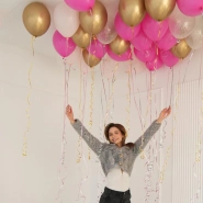 Шары под потолок ( ярко-розовые, хром золото, нежно-розовые) 2