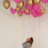 Шары под потолок ( ярко-розовые, хром золото, нежно-розовые) 3