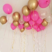 Шары под потолок ( ярко-розовые, хром золото, нежно-розовые) 1