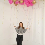 Шары под потолок ( ярко-розовые, хром золото, нежно-розовые) 4