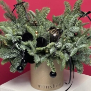 Новогодняя композиция праздничными шарами 1