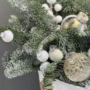 Крафтовая сумочка с хвойными ветками ( живая ель ) WHITE 2