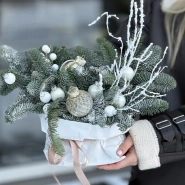 Крафтовая сумочка с хвойными ветками ( живая ель ) WHITE 1