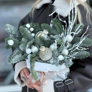 Крафтовая сумочка с хвойными ветками ( живая ель ) WHITE 0