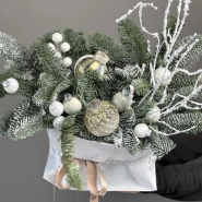 Крафтовая сумочка с хвойными ветками ( живая ель ) WHITE 4