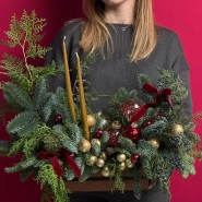 Новогодняя композиция с премиум свечами и игрушками 0