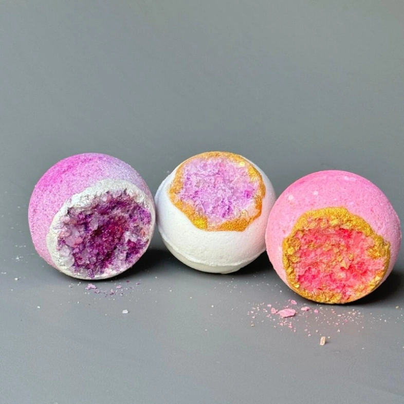 Бокс Бомбочки для ванны Жеода с солью 3 в наборе