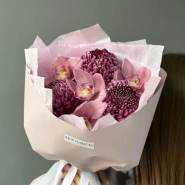 Букет «Ежевичка» с орхидеями и Бигуди 0