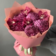 Букет: хризантема Бигуди и орхидеи 1