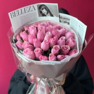 Букет розовая роза Кения 35шт 0