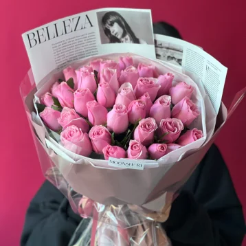 Букет розовая роза Кения 35шт