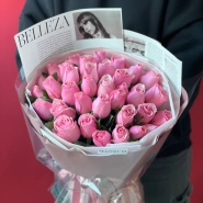 Букет розовая роза Кения 35шт 1