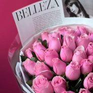 Букет розовая роза Кения 35шт 3