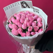 Букет розовая роза Кения 35шт 2