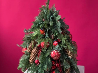 Елка из нобилиса с уникальными игрушками