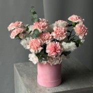 Нежные диантусы в шляпной коробке  1