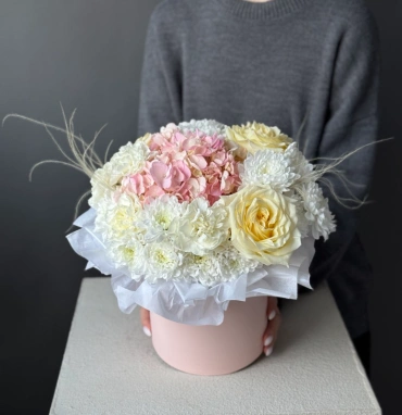 Композиция с ароматными розами «Цветочная акварель» 