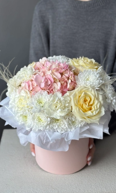 Композиция с ароматными розами «Цветочная акварель» 