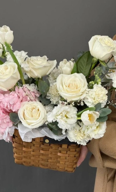 Корзина с цветами нежная😍