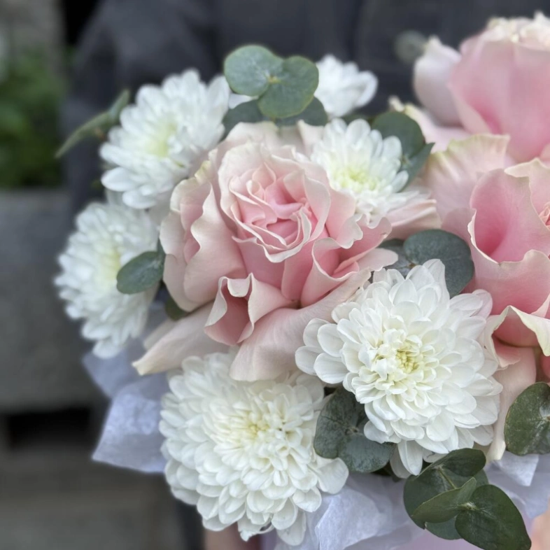 Сумочка с французскими розами &laquo;С Днем рождения!&raquo; + открытка в подарок 🎁