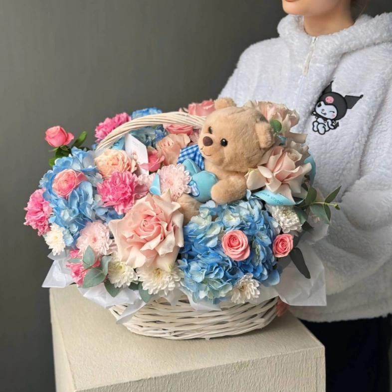 Милейшая корзина с плюшевым мишкой 