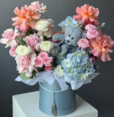 Композиция в коробке с мишкой 