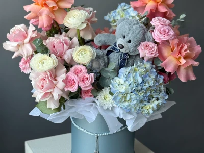 Композиция в коробке с мишкой 