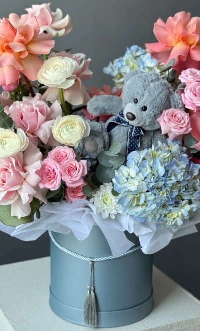 Композиция в коробке с мишкой 