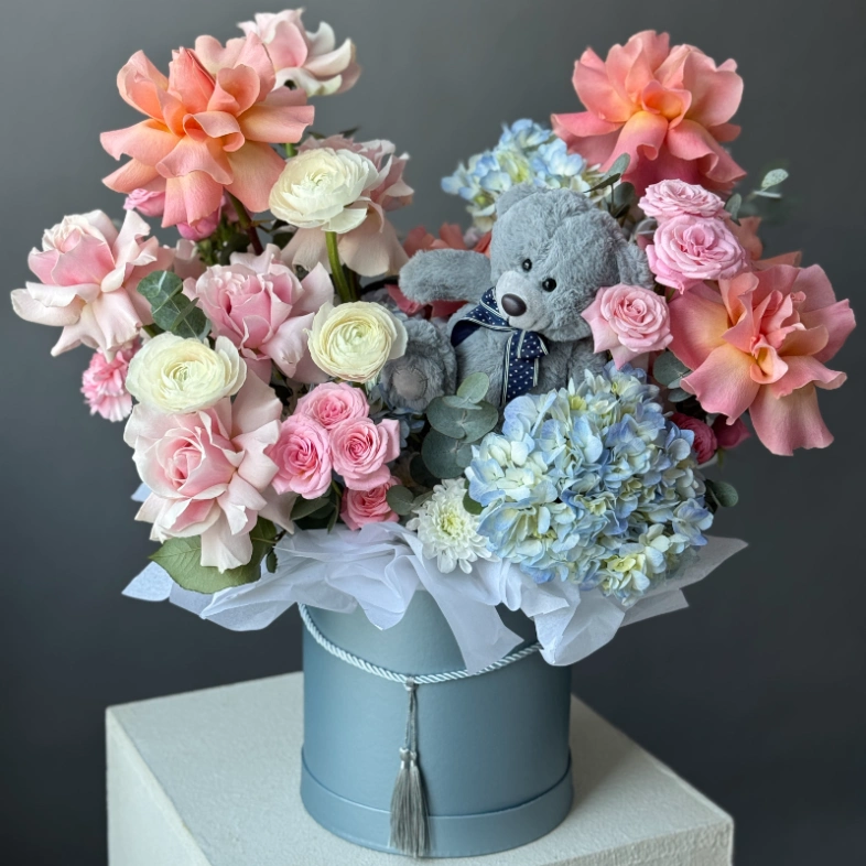 Композиция в коробке с мишкой 