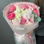 Сборный букет &laquo;Розовое очарование&raquo; с гортензией и розами 0