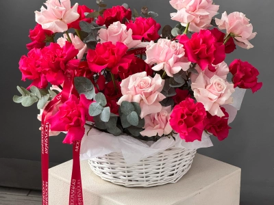 Корзина французских роз «WOW» 35 роз