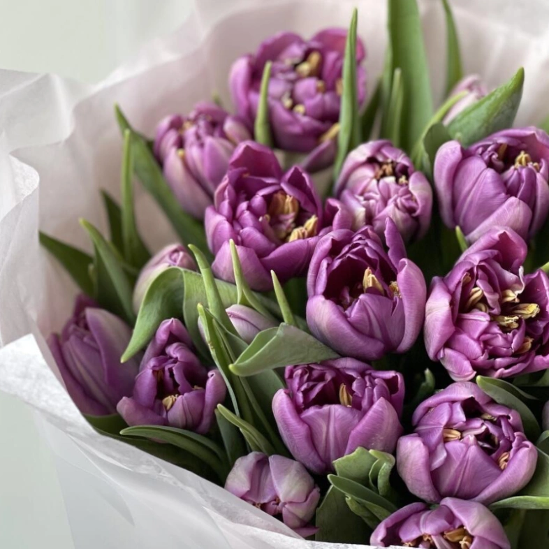 Монобукет из фиолетовых тюльпанов