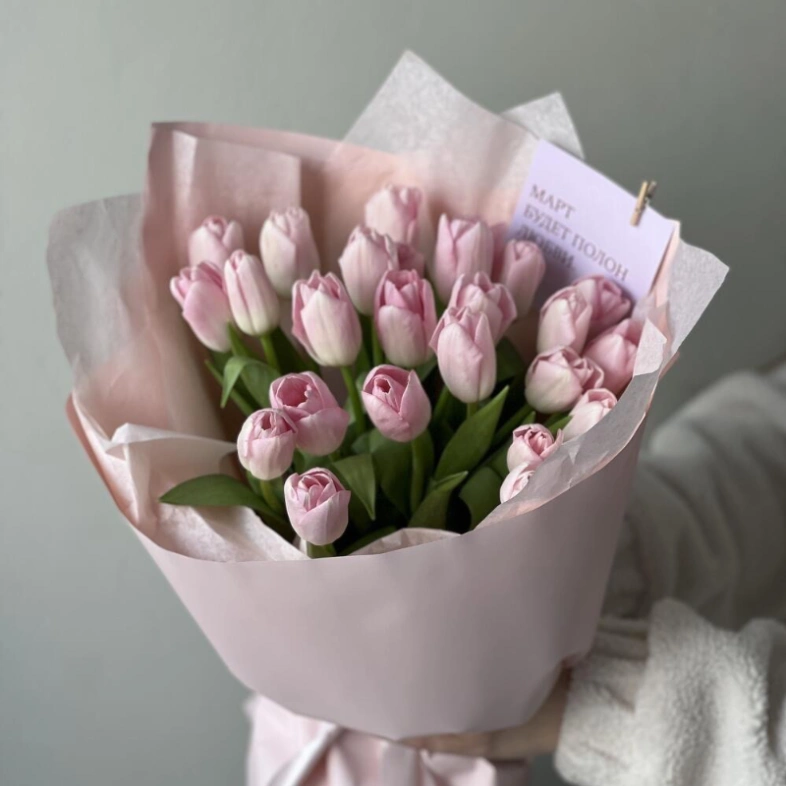 Монобукет из нежно розовых тюльпанов