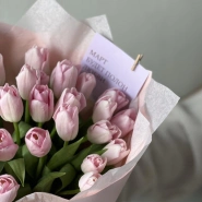 Монобукет из нежно розовых тюльпанов 4