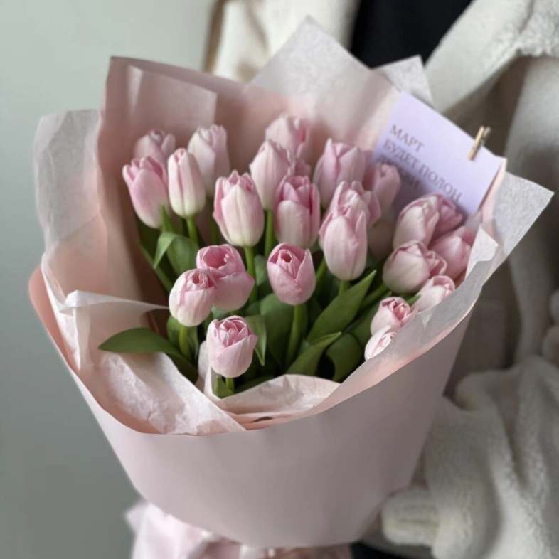 Монобукет из нежно розовых тюльпанов