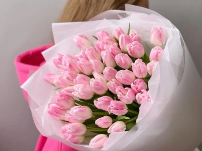 Нежно-розовые тюльпаны 51
