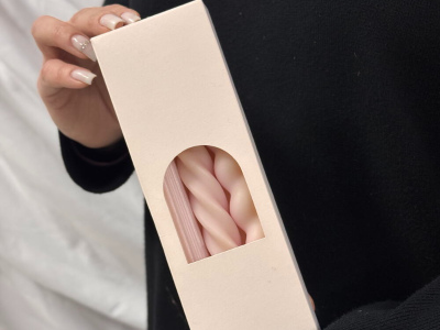 Набор столовых свечей (3шт) пудро-розовые