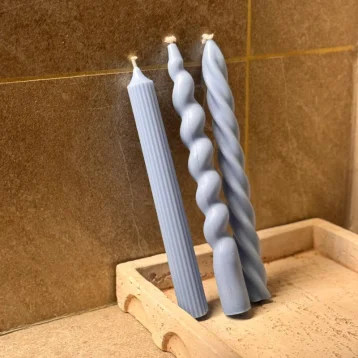 Набор столовых свечей (3шт) голубой