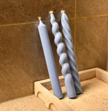 Набор столовых свечей (3шт) голубой